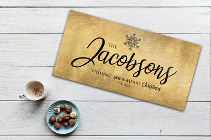 Rustic, Merry Christmas Sign, Last Name Sign, Snowflake Sign, Gold Christmas decor, Personalized Sign, Establsihed Sign, Large holiday art
