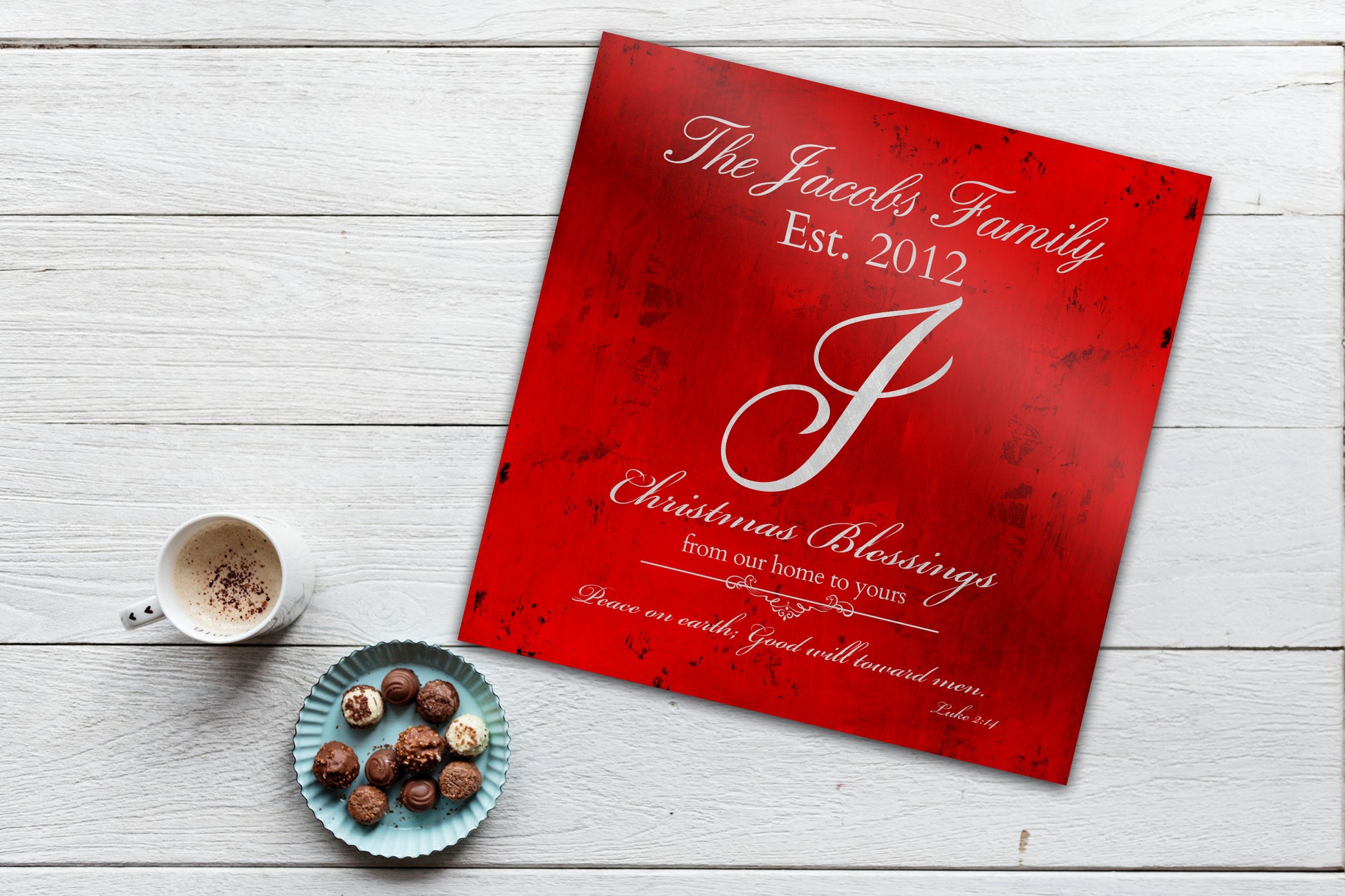 Christmas Sign, Holiday Wall Decor, Red Christmas Decor, Christmas, Family Gift, Established Sign, Last Name, Sign, Merry Christmas Sign