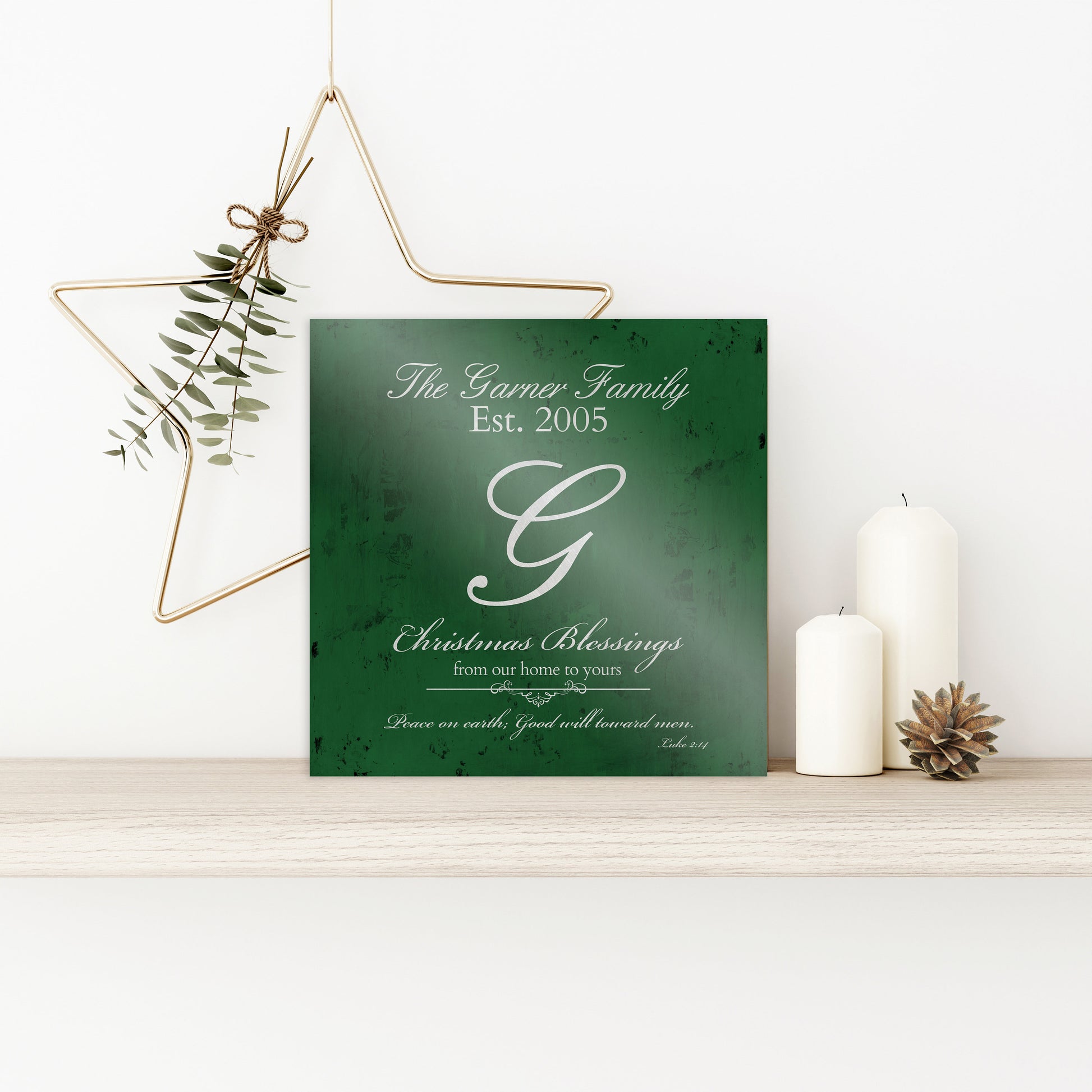 Merry Christmas Sign, Family Gift, Christmas Sign, Holiday Wall Decor, Green Christmas Decor, Christmas, Established Sign, Last Name, Sign