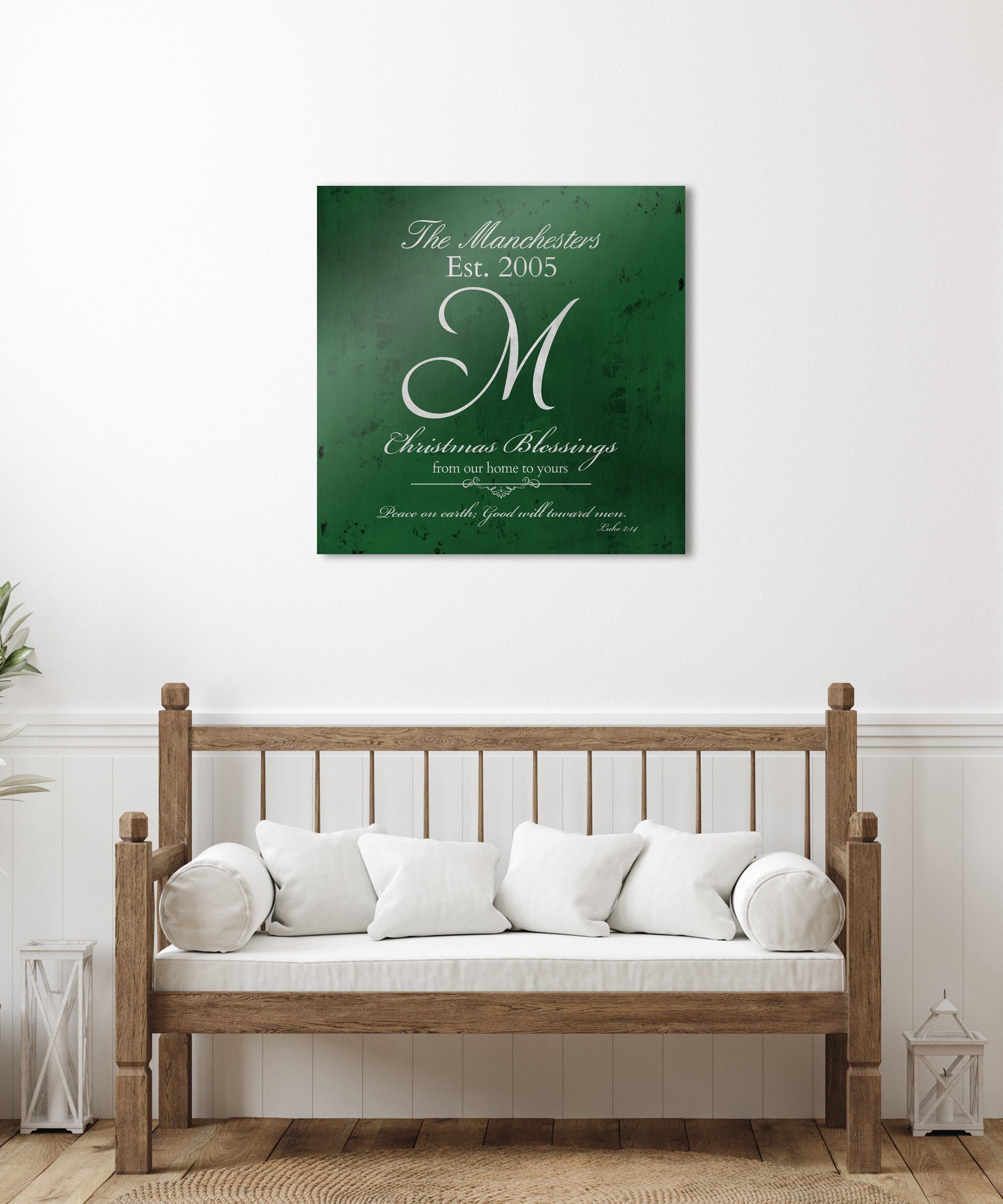 Merry Christmas Sign, Family Gift, Christmas Sign, Holiday Wall Decor, Green Christmas Decor, Christmas, Established Sign, Last Name, Sign