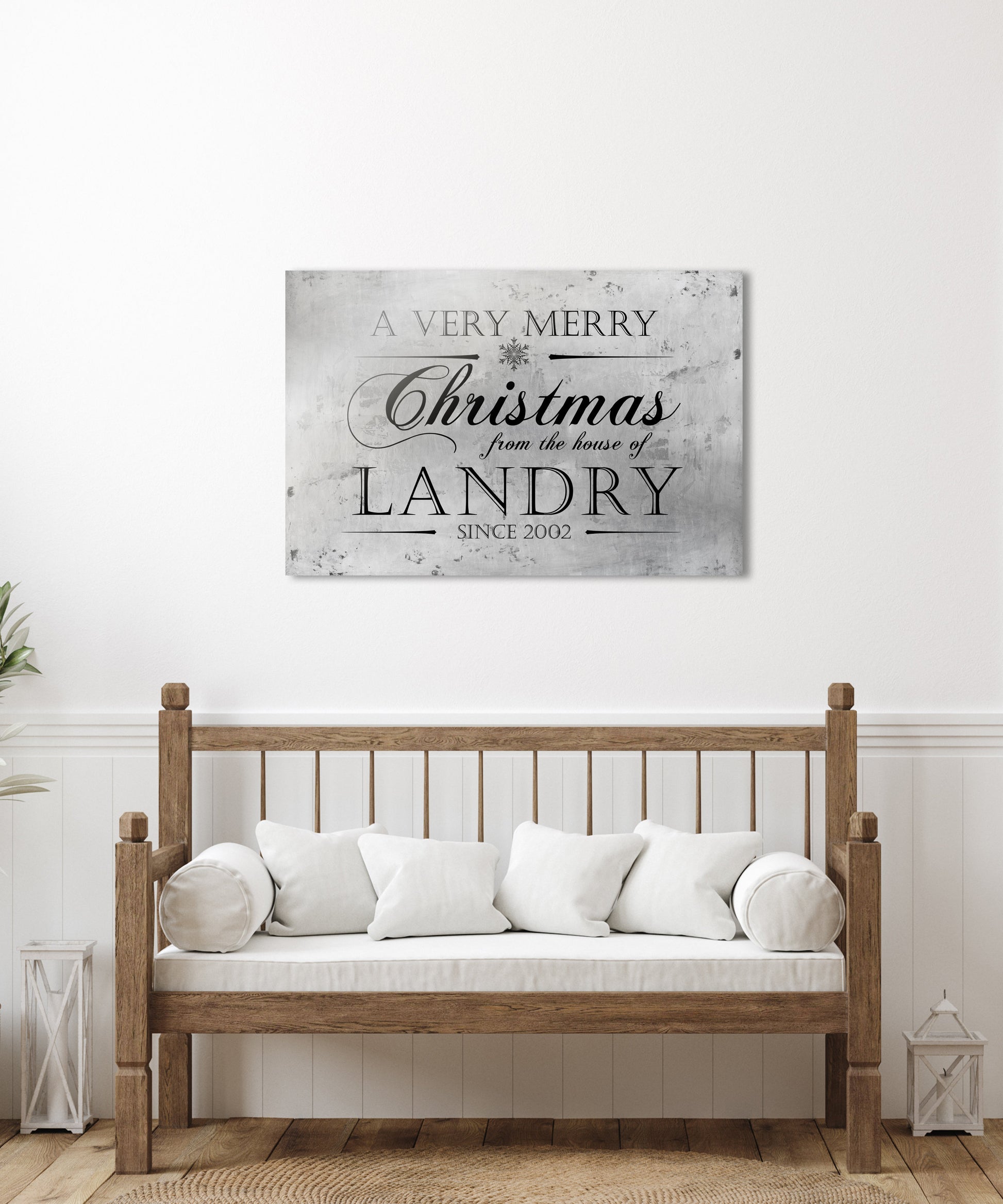 Personalize Holiday Sign, Family Sign, Christmas Sign Farmhouse, Est. sign, Metal Christmas Sign, Rustic, Large Christmas Sign, Silver