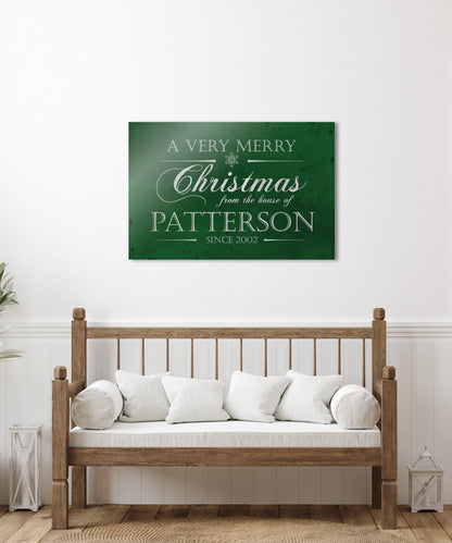 Personalize Holiday Sign, Family Sign, Christmas Sign Farmhouse, Est. sign, Metal Christmas Sign, Rustic, Large Christmas Sign, Green Decor
