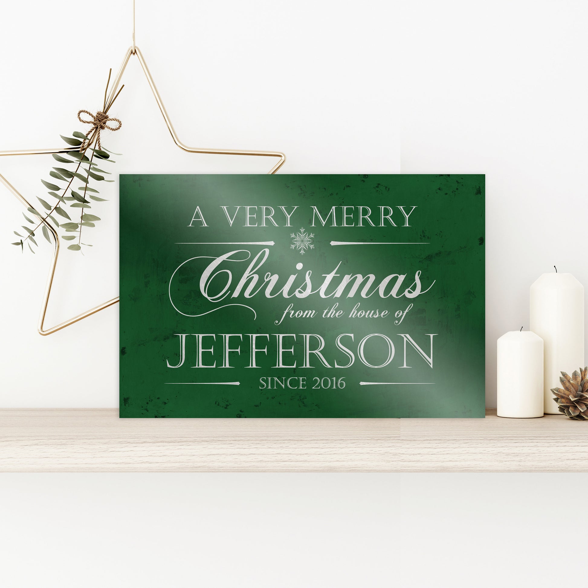 Personalize Holiday Sign, Family Sign, Christmas Sign Farmhouse, Est. sign, Metal Christmas Sign, Rustic, Large Christmas Sign, Green Decor