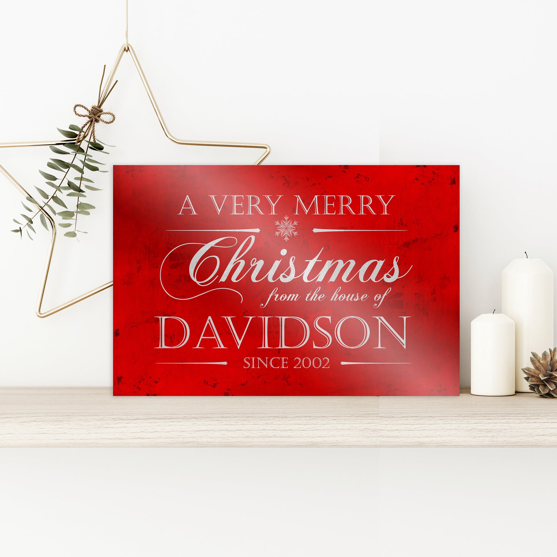 Personalize Holiday Sign, Family Sign, Christmas Sign Farmhouse, Est. sign, Metal Christmas Sign, Rustic, Large Christmas Sign, Red Decor