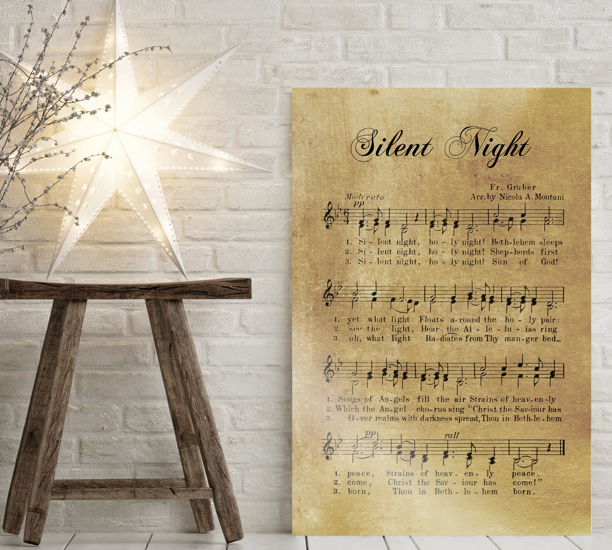 Silent Night, Sheet music Gift, Farmhouse Christmas, Gift for chior, Religious Gift, sign, Metal Christmas Sign, Rustic Christmas Decor