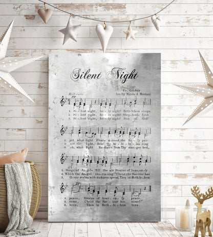 Silent Night, Rustic Christmas Decor, Sheet music Gift, Farmhouse Christmas, Gift for chior, Religious Gift, sign, Metal Christmas Sign