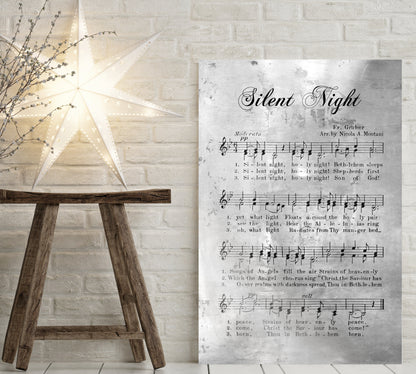 Silent Night, Rustic Christmas Decor, Sheet music Gift, Farmhouse Christmas, Gift for chior, Religious Gift, sign, Metal Christmas Sign