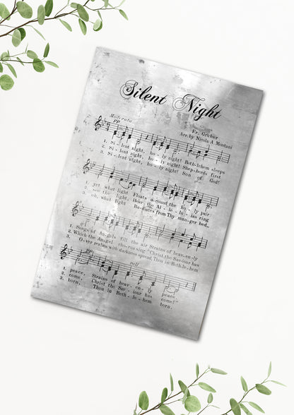 Silent Night, Rustic Christmas Decor, Sheet music Gift, Farmhouse Christmas, Gift for chior, Religious Gift, sign, Metal Christmas Sign