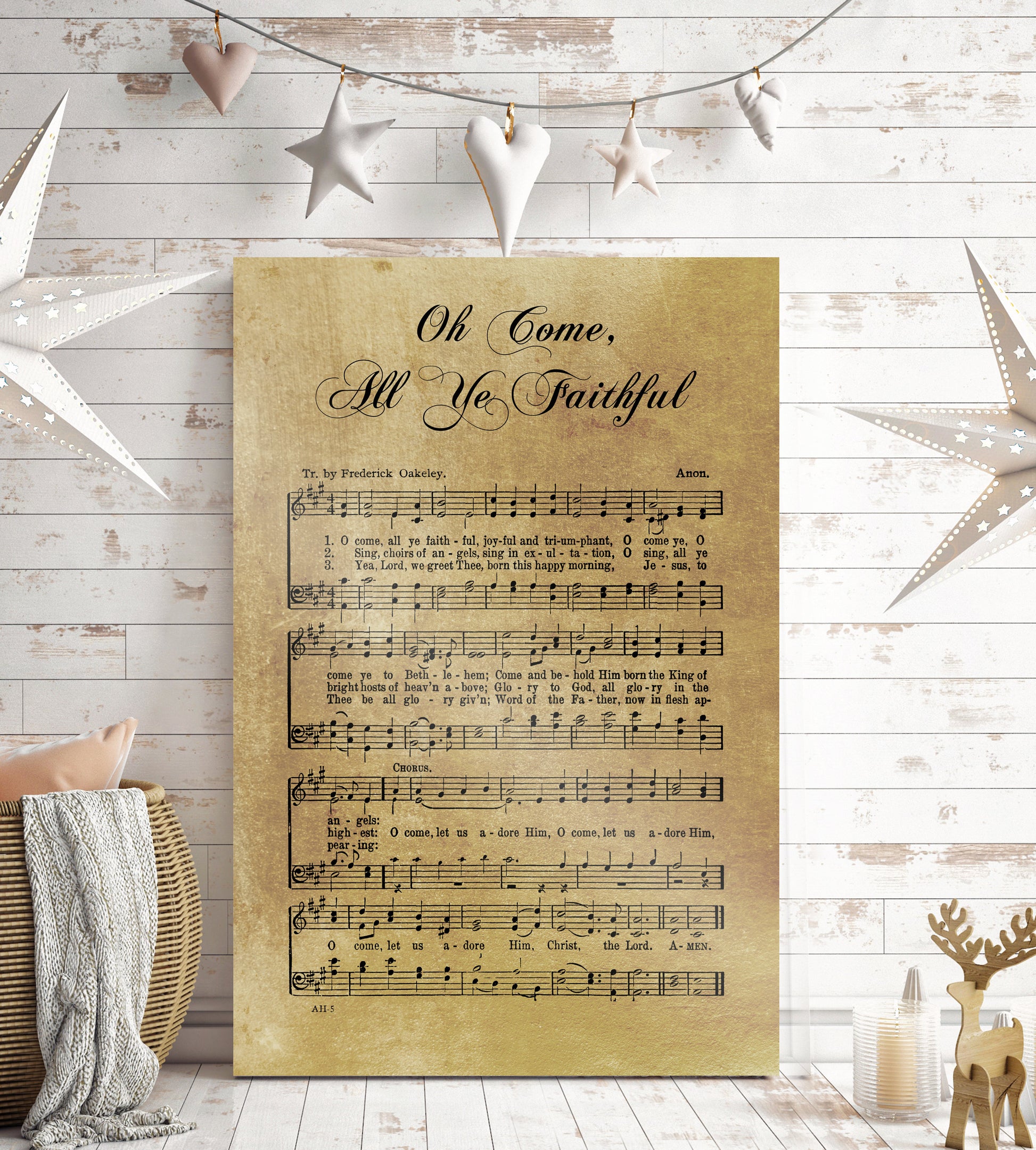Sheet Music, Rustic Christmas Decor, Oh Come All Ye Faithful, Farmhouse Christmas, Gift, Religious Gift, sign, Metal Christmas Sign, Metal