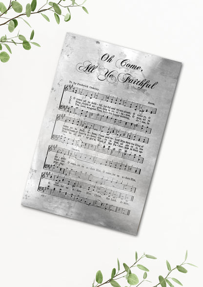 Oh Come All Ye Faithful, Sheet Music, Rustic Christmas Decor, Farmhouse Christmas, Gift, Religious Gift, sign, Metal Christmas Sign, Metal