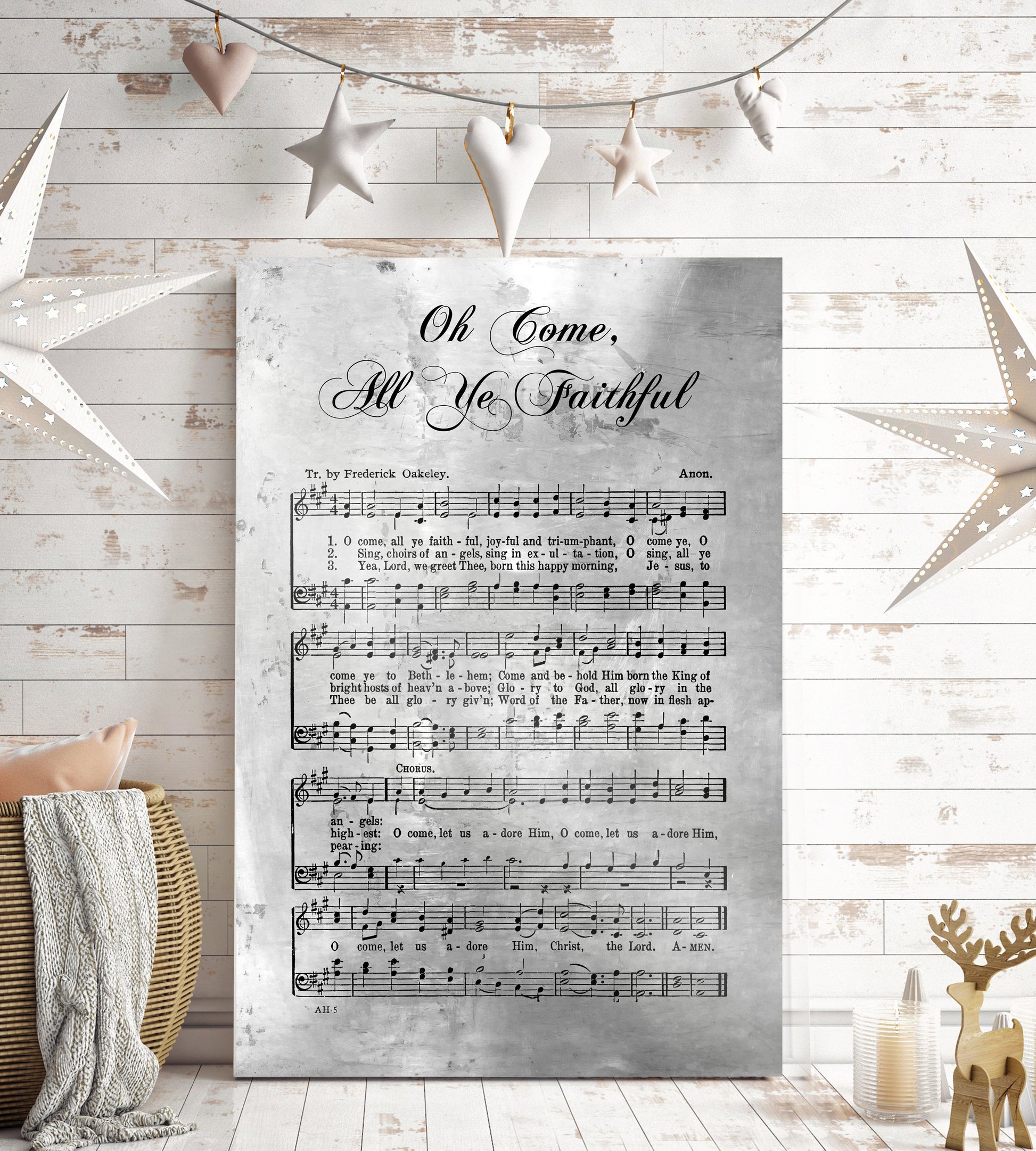 Oh Come All Ye Faithful, Sheet Music, Rustic Christmas Decor, Farmhouse Christmas, Gift, Religious Gift, sign, Metal Christmas Sign, Metal