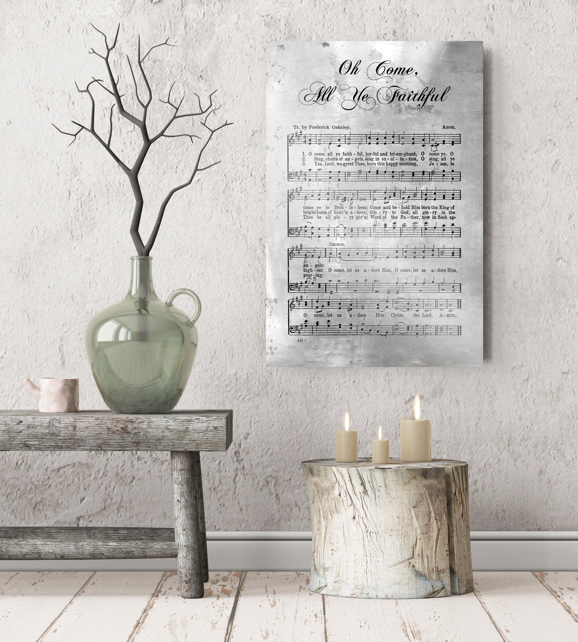 Oh Come All Ye Faithful, Sheet Music, Rustic Christmas Decor, Farmhouse Christmas, Gift, Religious Gift, sign, Metal Christmas Sign, Metal