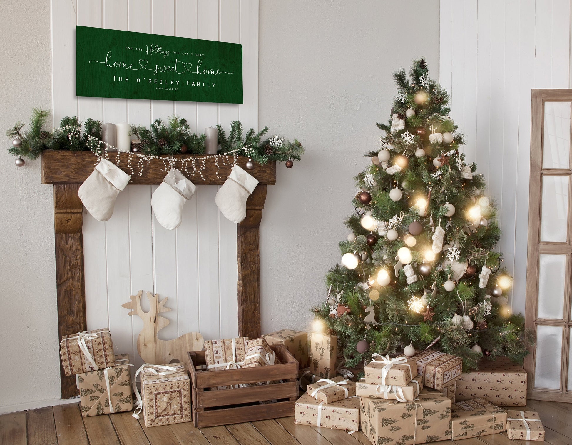 Christmas, Family sign, Home for the Holidays, Couple Gift, Wood Gift, 5 Year, Personalized, With name, Holiday Sign, Est Sign, Wedding gift