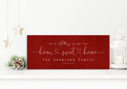 Christmas, Family sign, Home for the Holidays, Couple Gift, Wood Gift, 5 Year, Personalized, With name, Holiday Sign, Est Sign, Wedding gift
