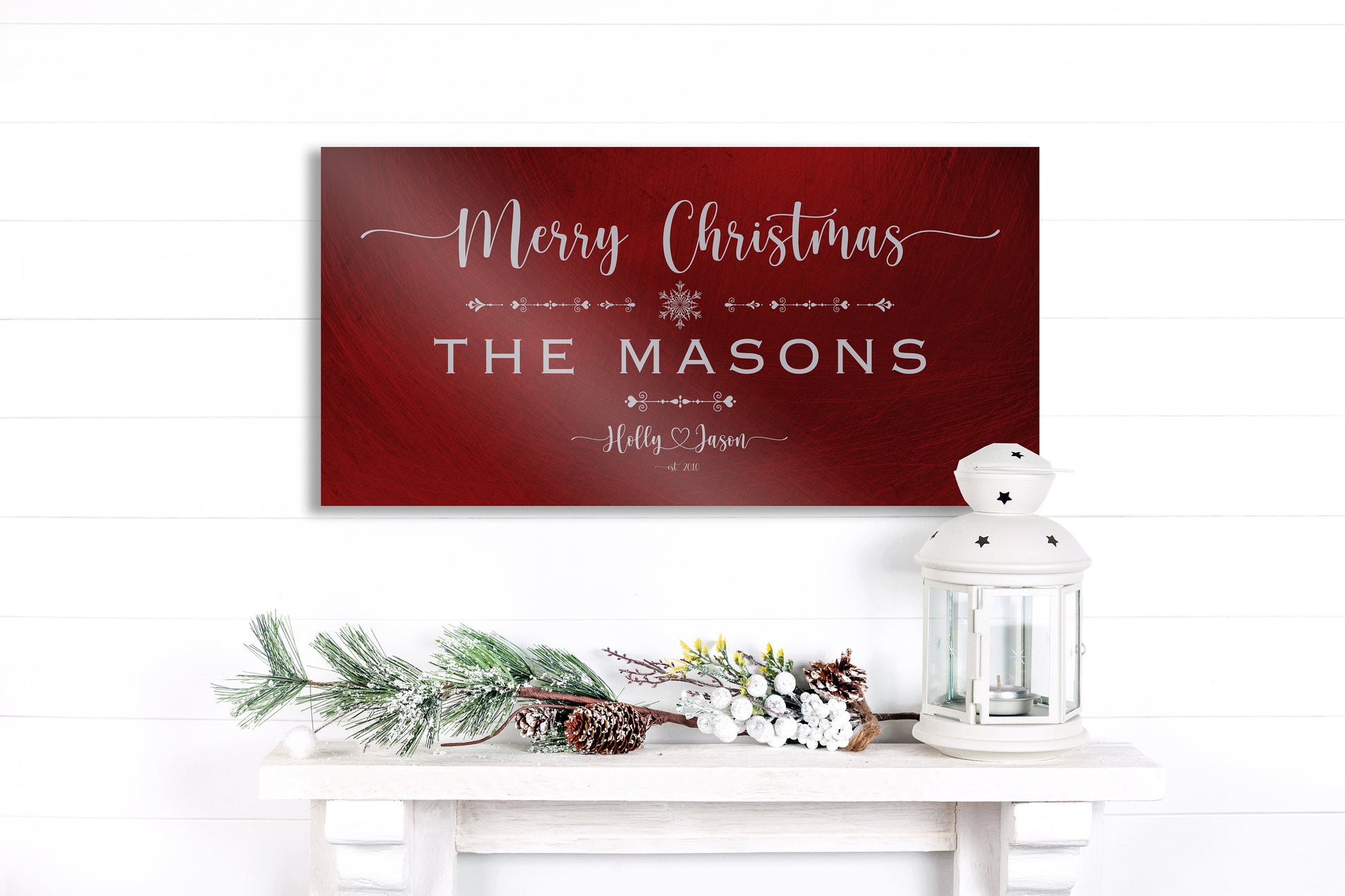 Family Christmas Sign, Christmas, decor, heart name, Personalized Holiday Sign, Establsihed Sign, with Name, Name Sign, Merry Christmas Sign