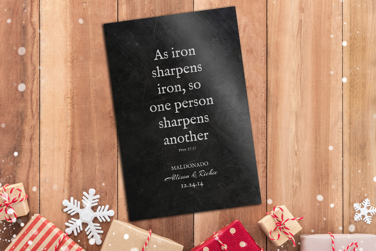 As Iron Sharpens Iron, Monogrammed Gift, Scripture Sign, Proverbs 27:17, Gift for 6th, Anniversary, 6 Year Wedding, Gift for Couple, Gift