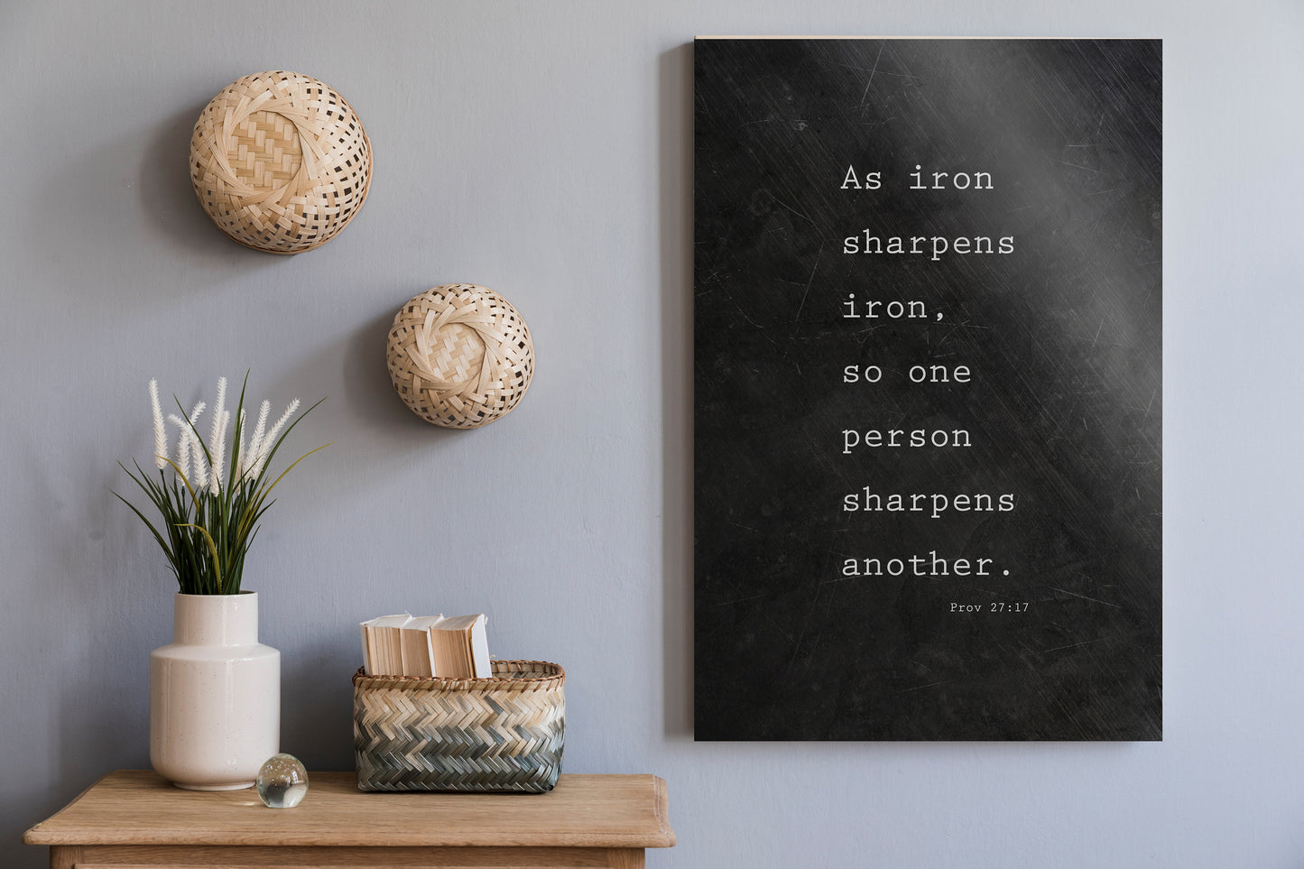 As Iron Sharpens Iron, Christian, Bible Verse, for, Him, Scripture, Sign, Proverbs 27:17, Gift for 6th, 6 Year Wedding, for Couple, Gift