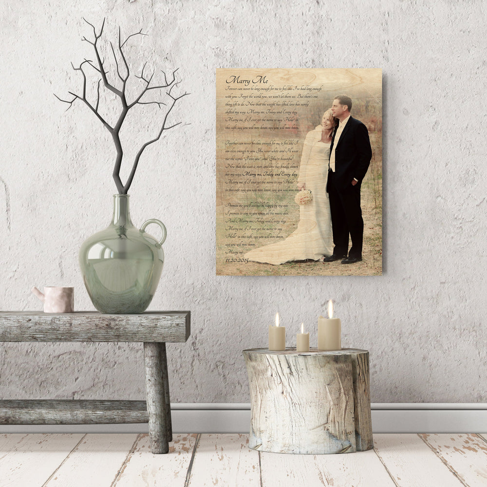 Wood Anniversary Gift, Wedding Photo on Wood