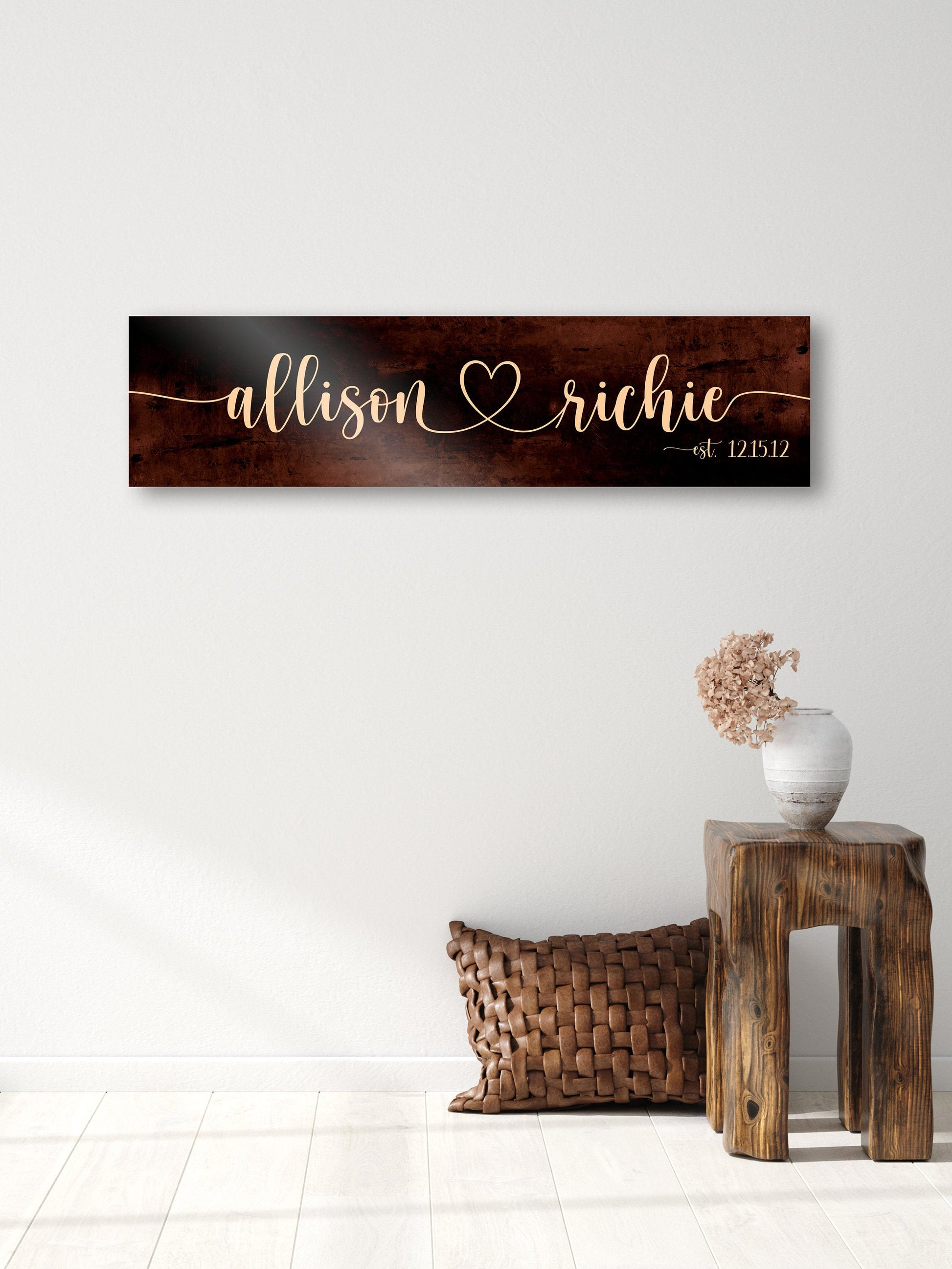 Bronze Anniversary Gift, 19th Anniversary Gift, 19 year, Name sign with heart, 8 Year, 8th Anniversary Gift, Name Sign, Personalized, Bronze