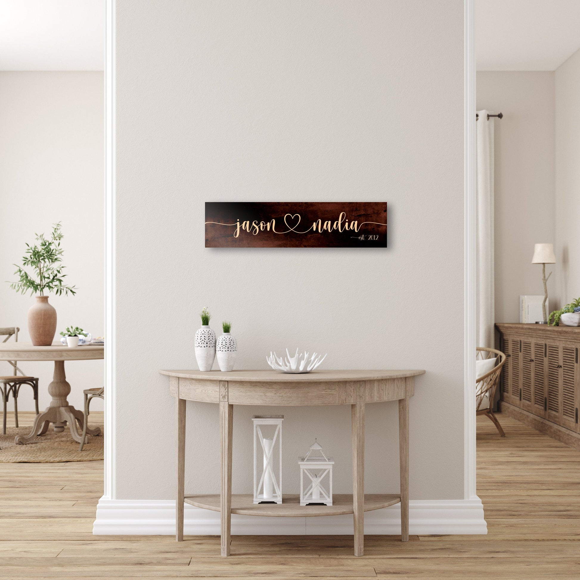 Bronze Anniversary Gift, 19th Anniversary Gift, 19 year, Name sign with heart, 8 Year, 8th Anniversary Gift, Name Sign, Personalized, Bronze