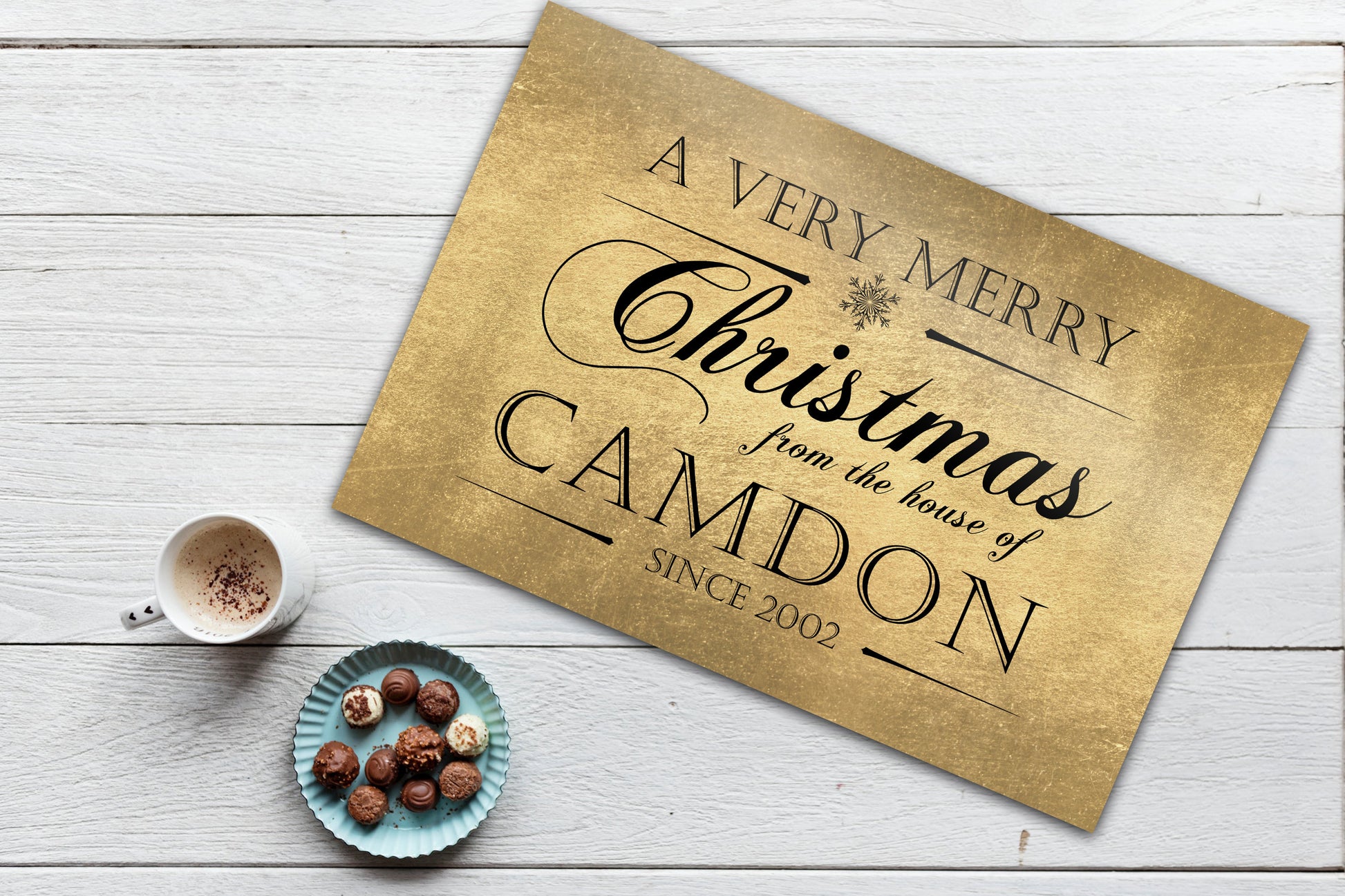 Personalize Holiday Sign, Family Sign, Family Christmas Sign, Christmas wall decor, Established sign, Christmas Gift, Rustic Gold, Name Sign