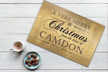Personalize Holiday Sign, Family Sign, Family Christmas Sign, Christmas wall decor, Established sign, Christmas Gift, Rustic Gold, Name Sign