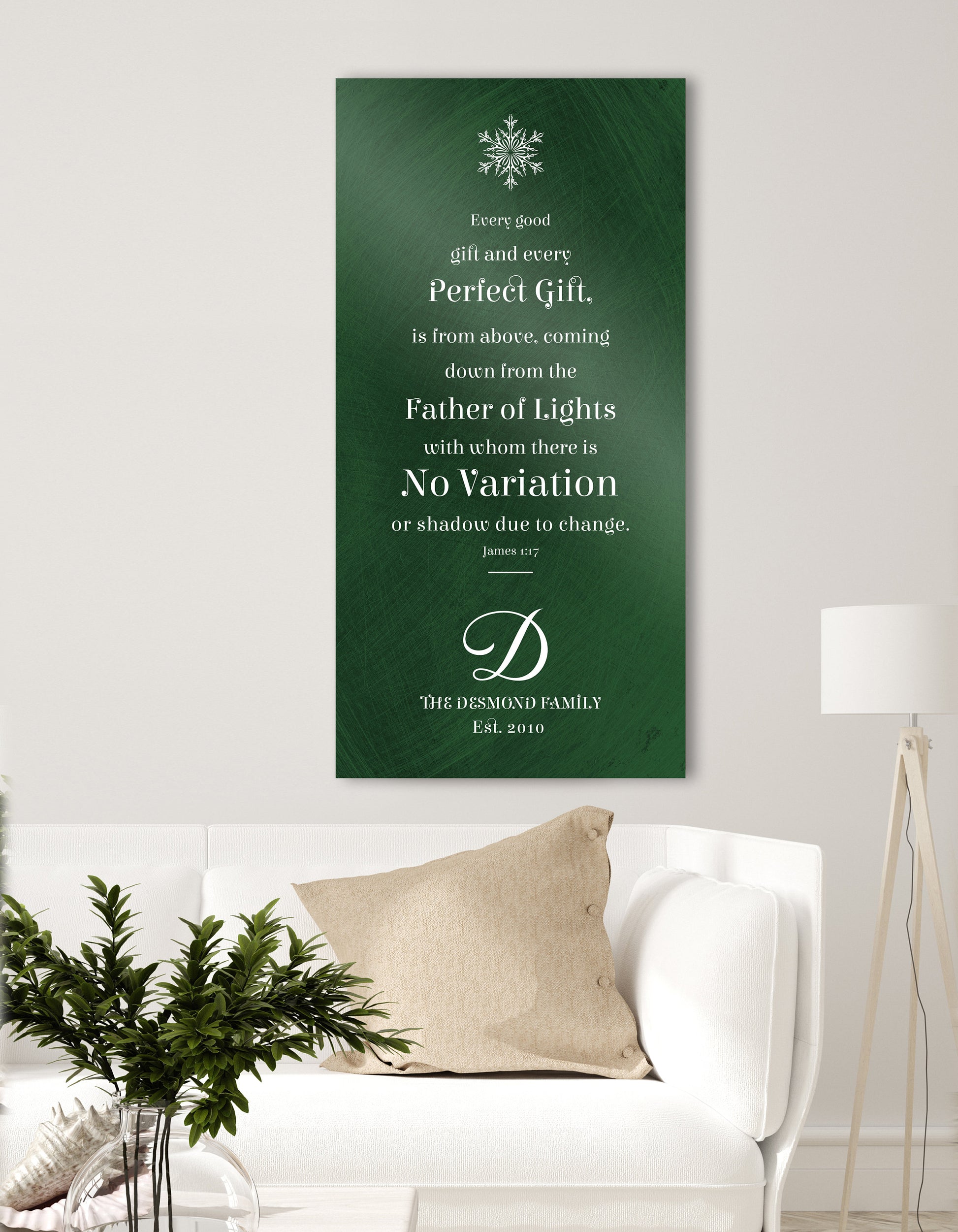 James 1:17 Sign, Christmas Bible Verse Art, Personalized, Christian Christmas Decor, Large Christmas Sign, Family Name, Holiday Sign