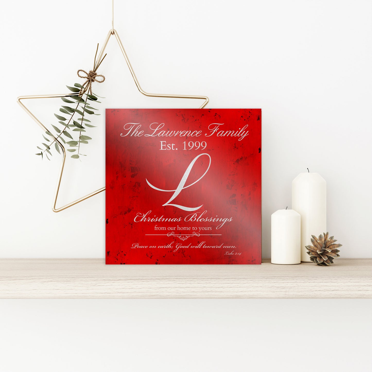 Christmas Sign, Holiday Wall Decor, Red Christmas Decor, Christmas, Family Gift, Established Sign, Last Name, Sign, Merry Christmas Sign