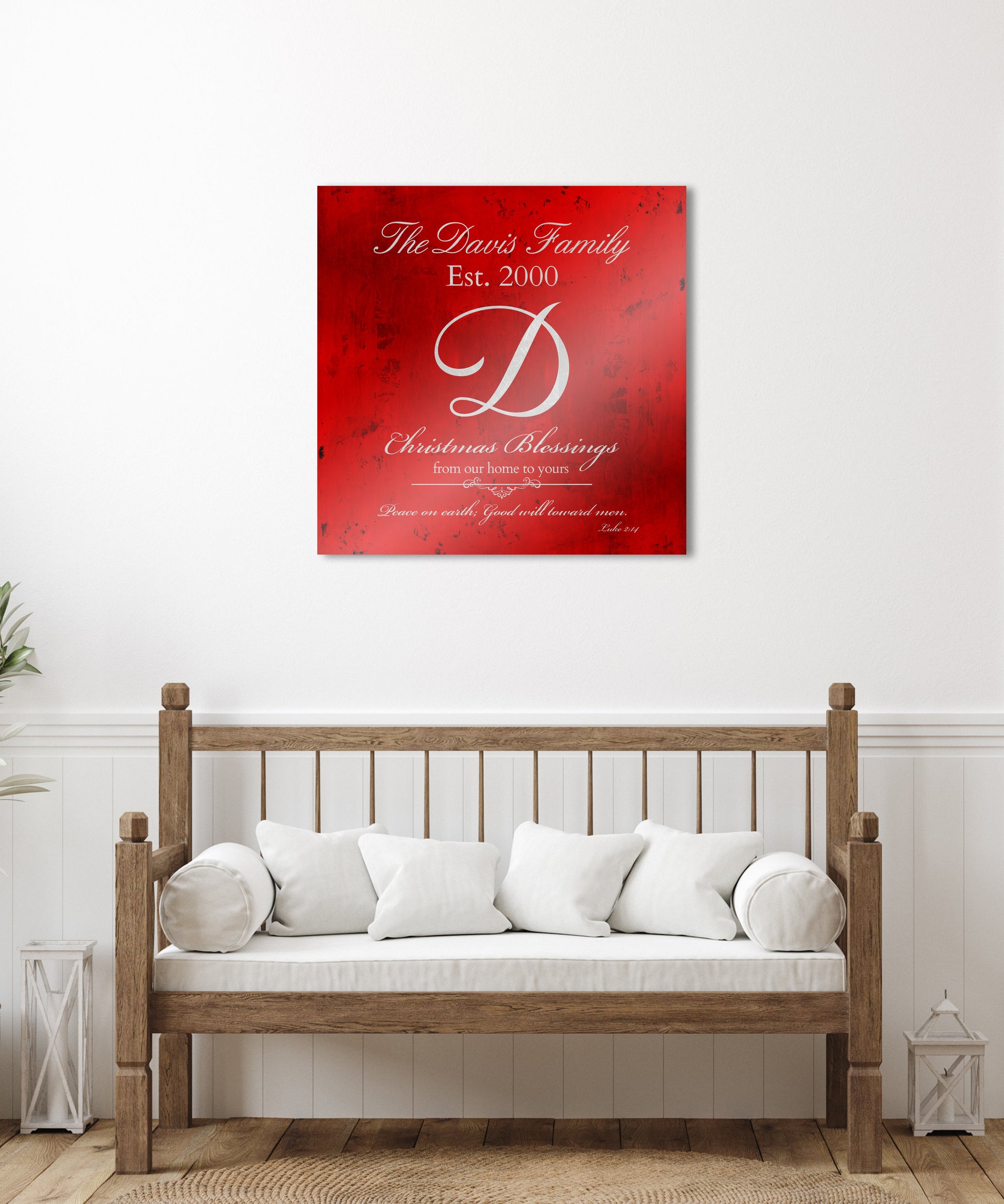 Christmas Sign, Holiday Wall Decor, Red Christmas Decor, Christmas, Family Gift, Established Sign, Last Name, Sign, Merry Christmas Sign