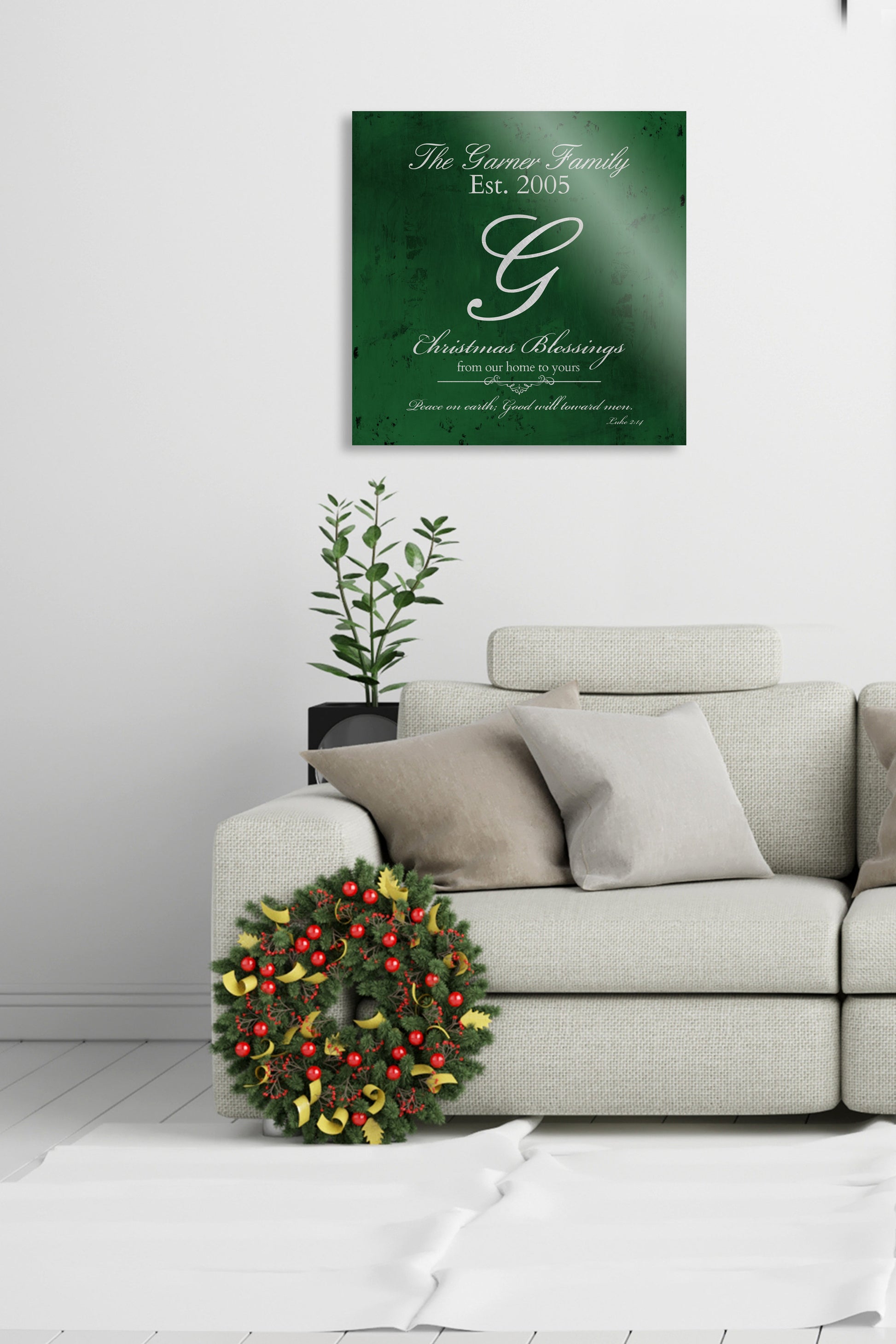 Merry Christmas Sign, Family Gift, Christmas Sign, Holiday Wall Decor, Green Christmas Decor, Christmas, Established Sign, Last Name, Sign