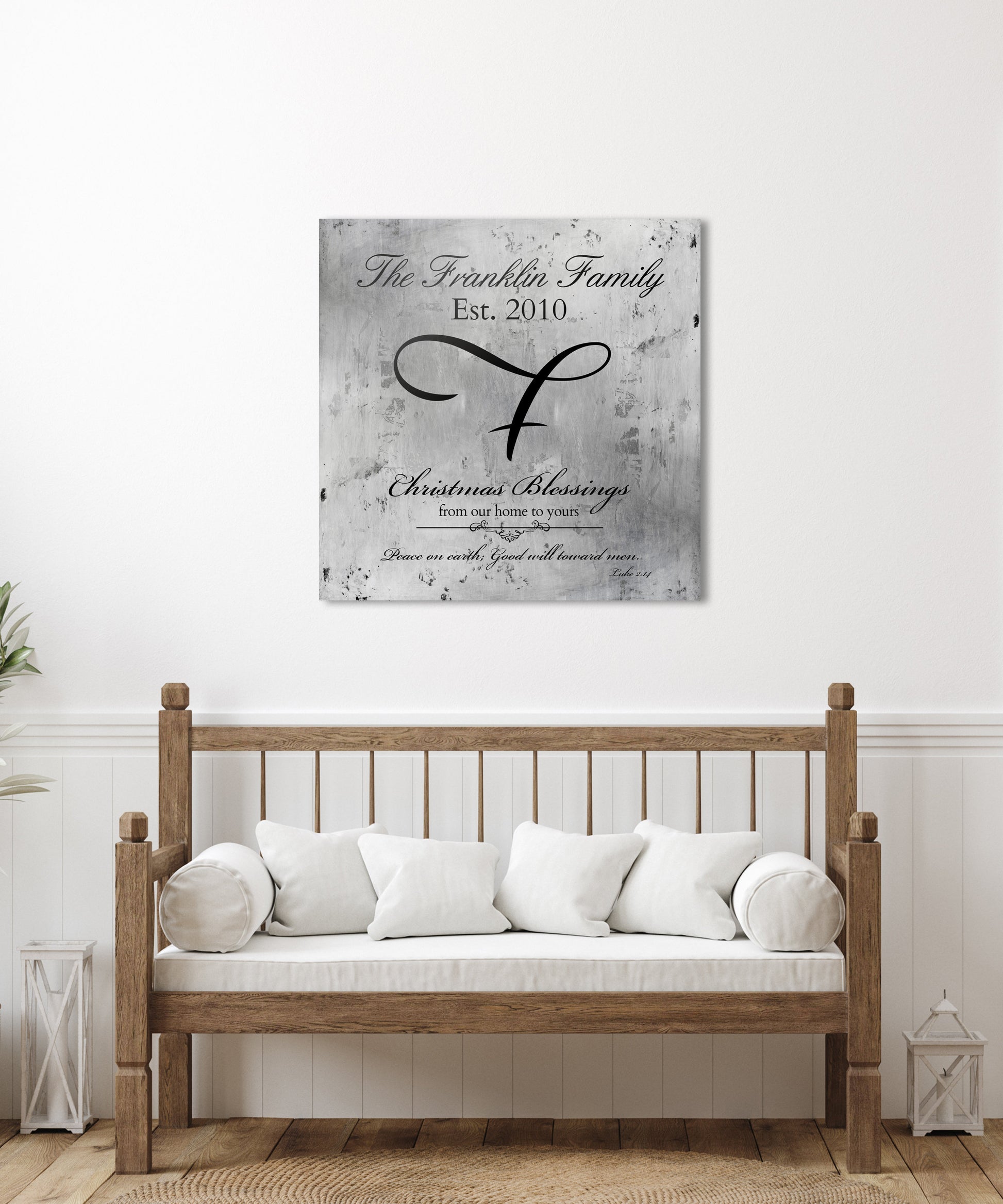 Rustic Silver, Farmhouse Christmas, Merry Christmas Sign, Family Gift, Christmas Sign, Holiday Wall Decor, Established Sign, Last Name, Sign