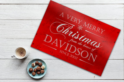 Personalize Holiday Sign, Family Sign, Christmas Sign Farmhouse, Est. sign, Metal Christmas Sign, Rustic, Large Christmas Sign, Red Decor