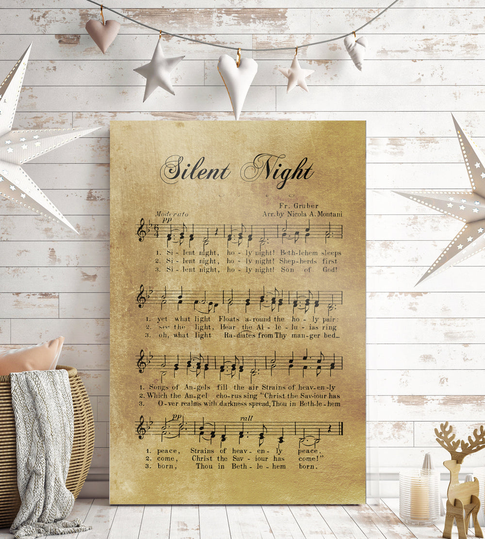 Silent Night, Sheet music Gift, Farmhouse Christmas, Gift for chior, Religious Gift, sign, Metal Christmas Sign, Rustic Christmas Decor