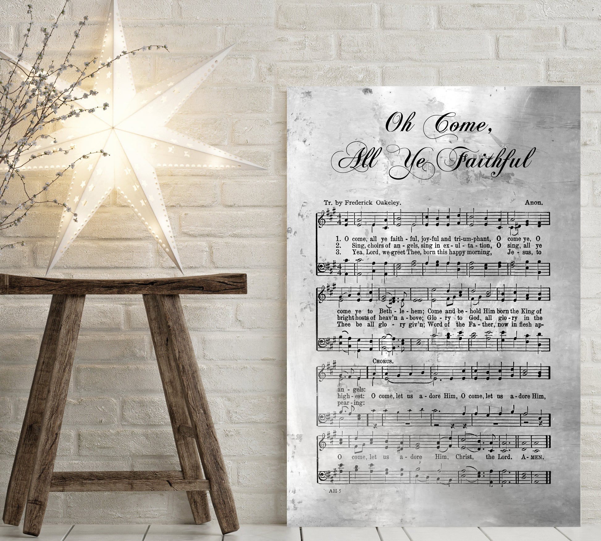 Oh Come All Ye Faithful, Sheet Music, Rustic Christmas Decor, Farmhouse Christmas, Gift, Religious Gift, sign, Metal Christmas Sign, Metal