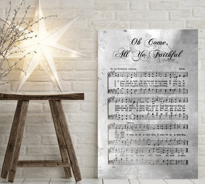 Oh Come All Ye Faithful, Sheet Music, Rustic Christmas Decor, Farmhouse Christmas, Gift, Religious Gift, sign, Metal Christmas Sign, Metal