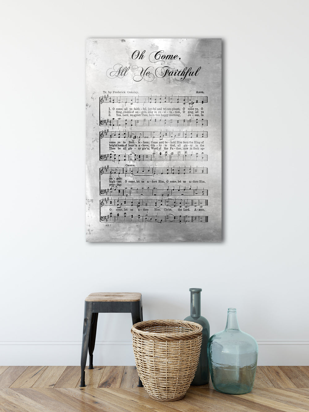 Oh Come All Ye Faithful, Sheet Music, Rustic Christmas Decor, Farmhouse Christmas, Gift, Religious Gift, sign, Metal Christmas Sign, Metal