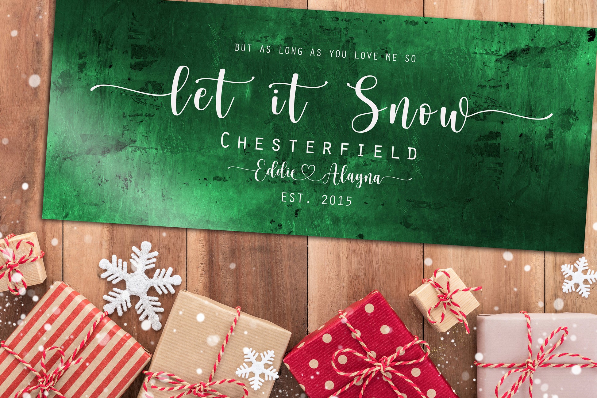 Christmas sign, Let it Snow, Couple Gift, Tin Gift, 10 Year, Personalized, Tin gift, With name, Holiday Sign, Est Sign, Wedding Gift, Winter