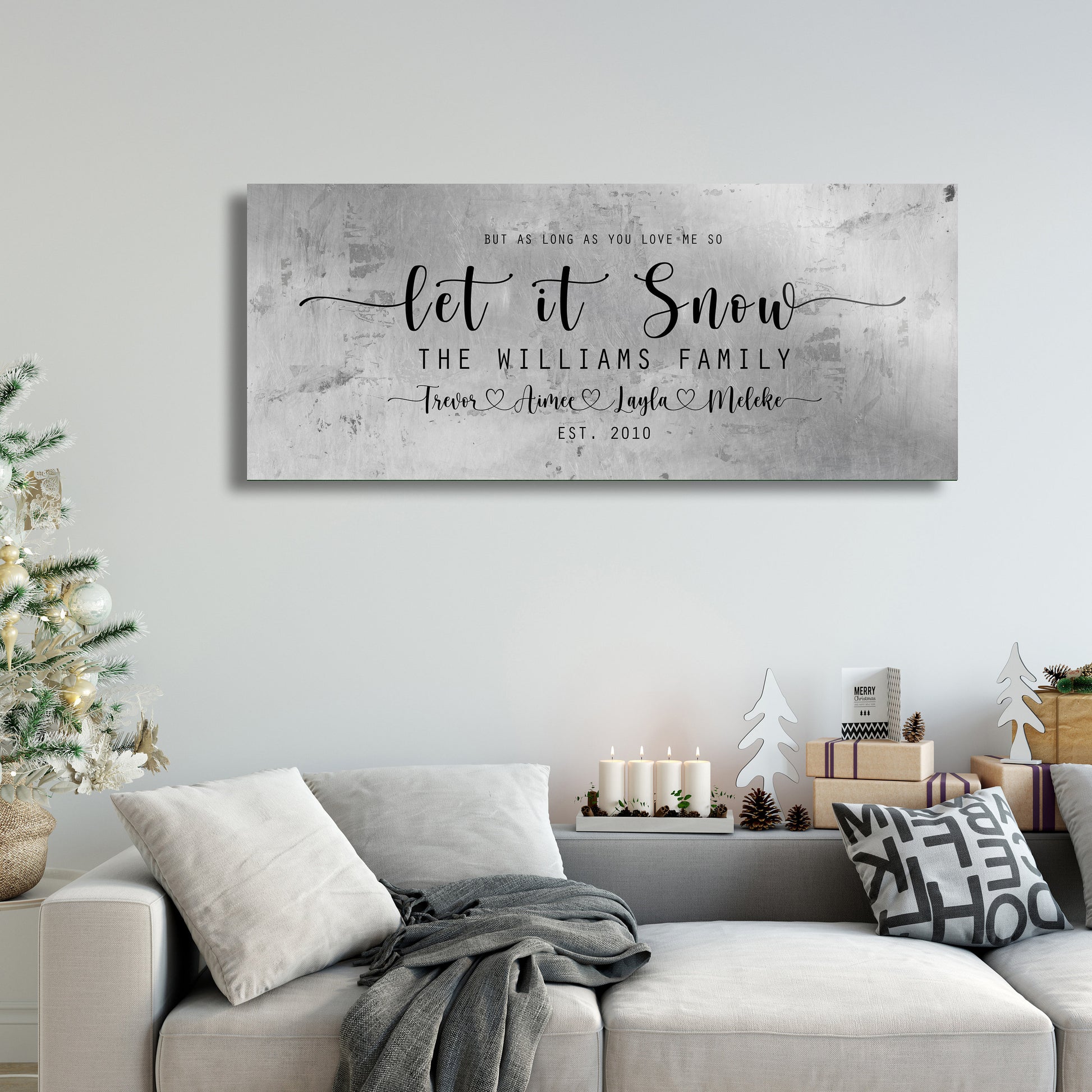 Family Christmas sign, Let it Snow, Couple Gift, Tin Gift, 10 Year, Personalize, Tin gift, Name, Anniversary gift, Est Sign, Wedding Gift,