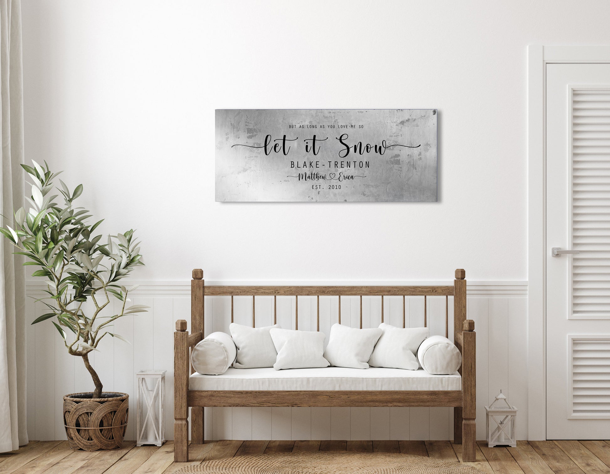 Family Christmas sign, Let it Snow, Couple Gift, Tin Gift, 10 Year, Personalize, Tin gift, Name, Anniversary gift, Est Sign, Wedding Gift,