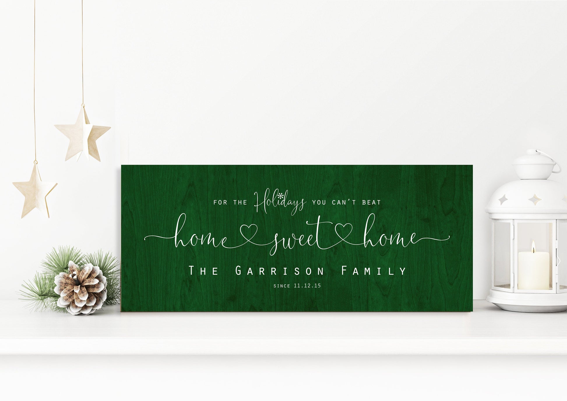 Christmas, Family sign, Home for the Holidays, Couple Gift, Wood Gift, 5 Year, Personalized, With name, Holiday Sign, Est Sign, Wedding gift