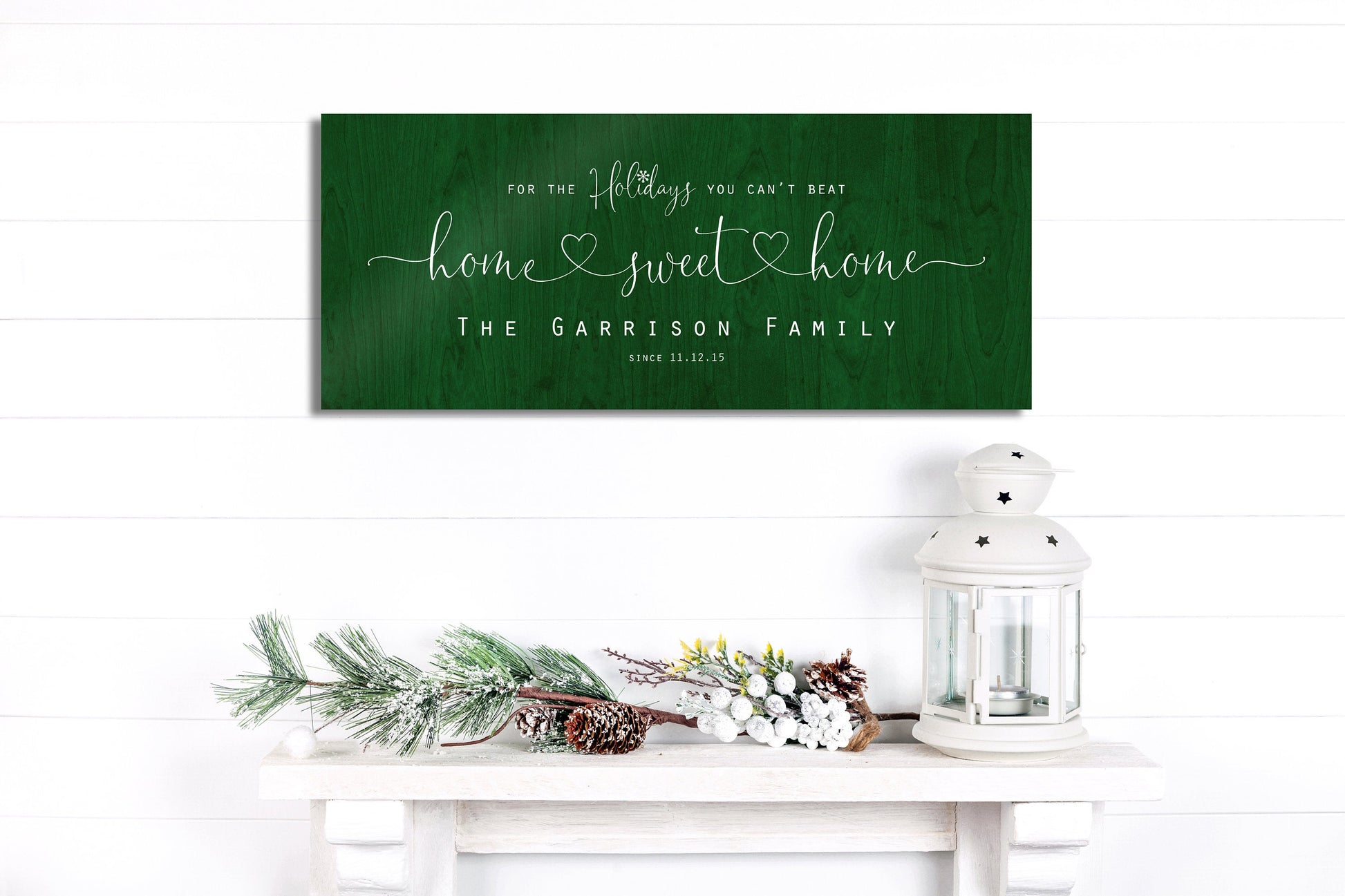 Christmas, Family sign, Home for the Holidays, Couple Gift, Wood Gift, 5 Year, Personalized, With name, Holiday Sign, Est Sign, Wedding gift