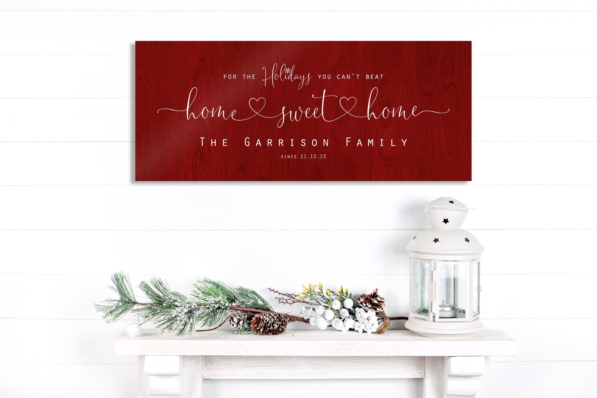 Christmas, Family sign, Home for the Holidays, Couple Gift, Wood Gift, 5 Year, Personalized, With name, Holiday Sign, Est Sign, Wedding gift