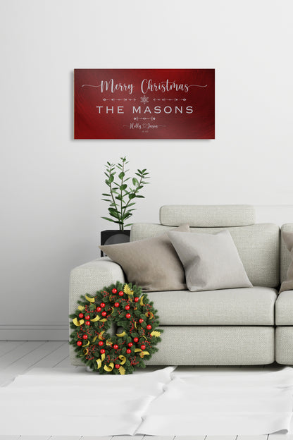 Family Christmas Sign, Christmas, decor, heart name, Personalized Holiday Sign, Establsihed Sign, with Name, Name Sign, Merry Christmas Sign