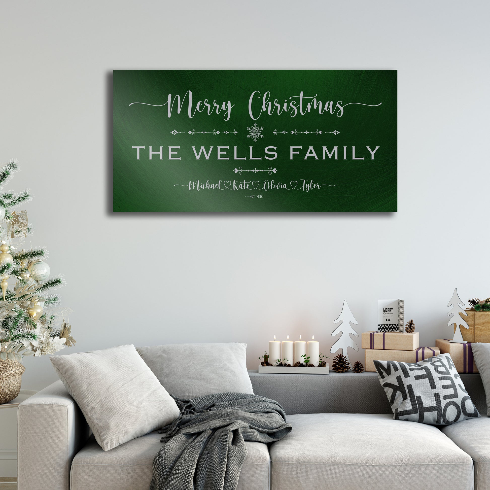 Family Christmas Sign, Christmas, decor, heart name, Personalized Holiday Sign, Establsihed Sign, with Name, Name Sign, Merry Christmas Sign