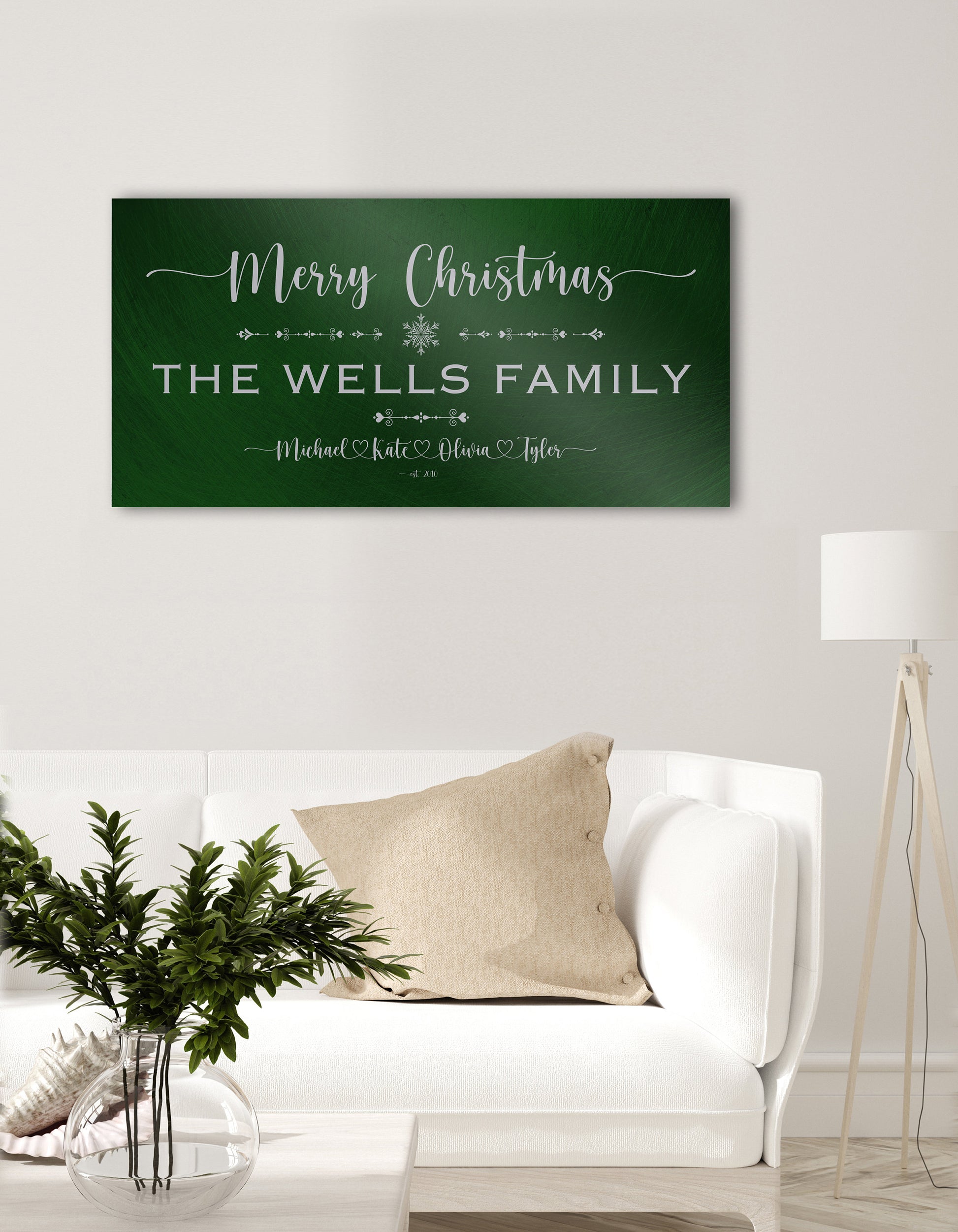 Family Christmas Sign, Christmas, decor, heart name, Personalized Holiday Sign, Establsihed Sign, with Name, Name Sign, Merry Christmas Sign