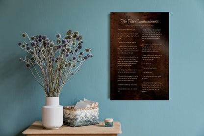 The Ten Commandments, 8th anniversary bronze scripture wall art by Honeycomb Proverbs