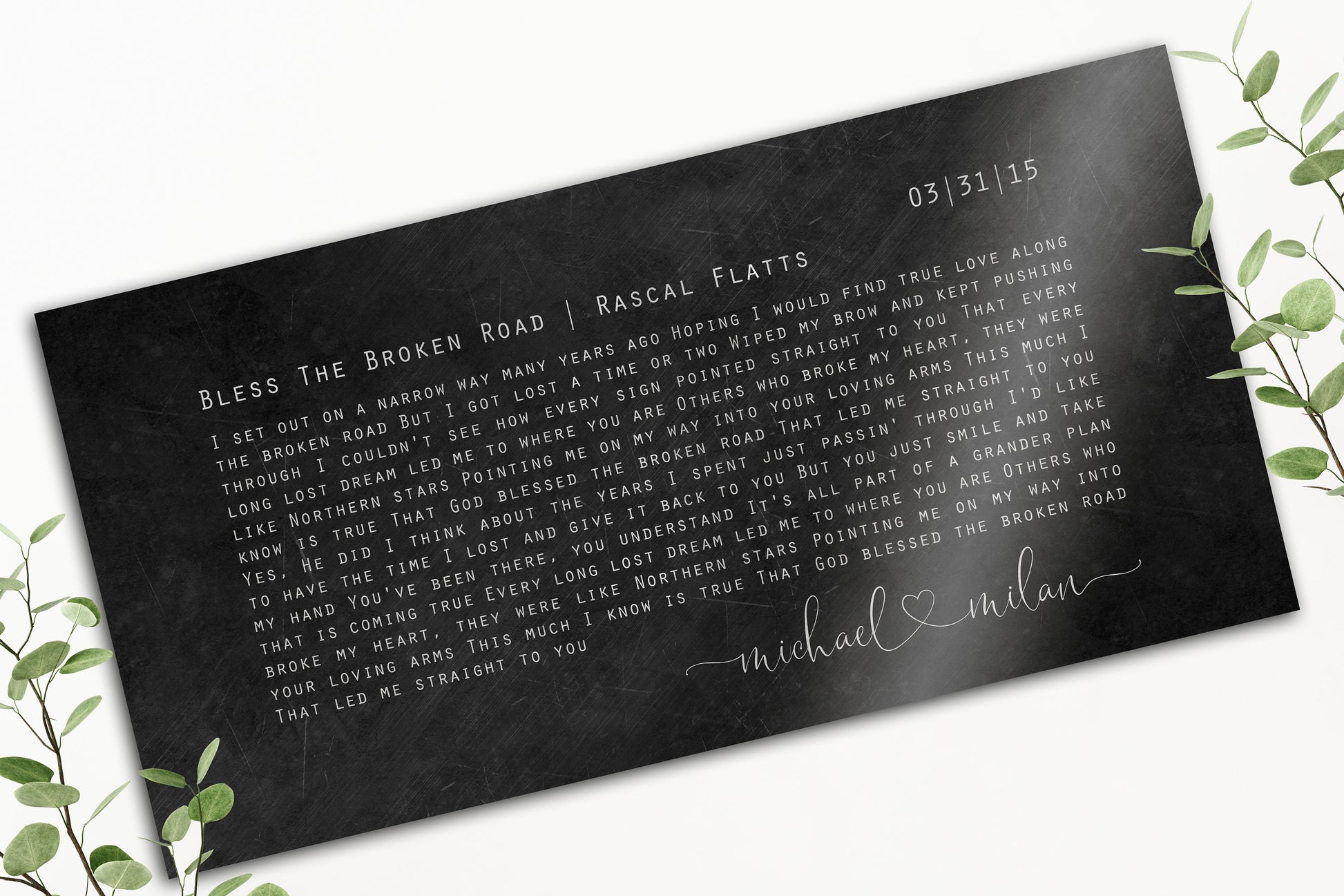 Lyrics Sign, Iron Anniversary Gift