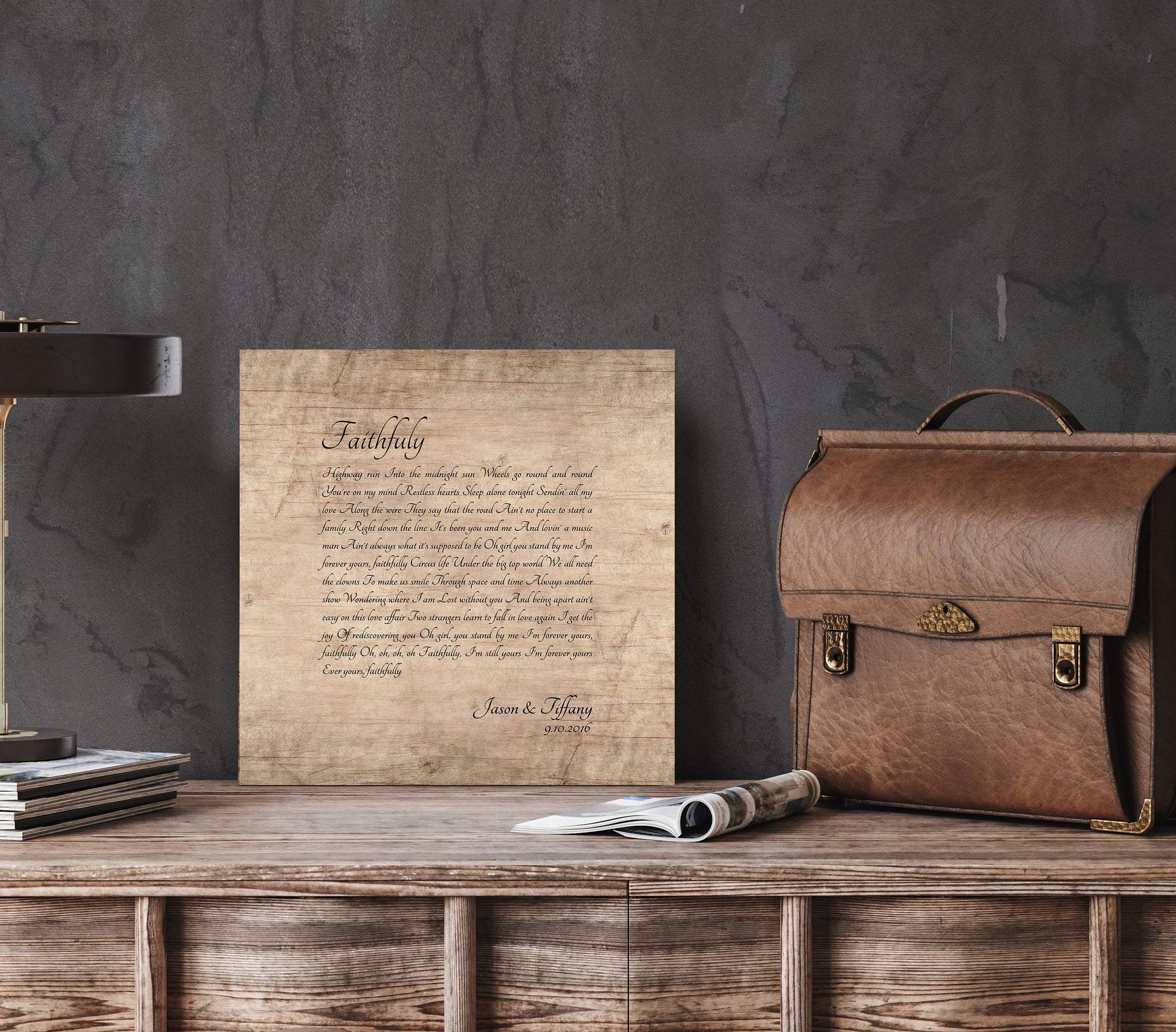 Wood Anniversary Gift for her, Song Print