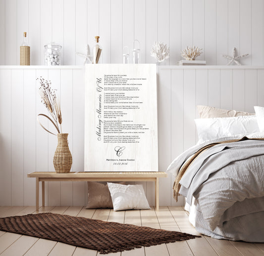 Song Lyrics on Wood, White-washed Wood Anniversary Gift