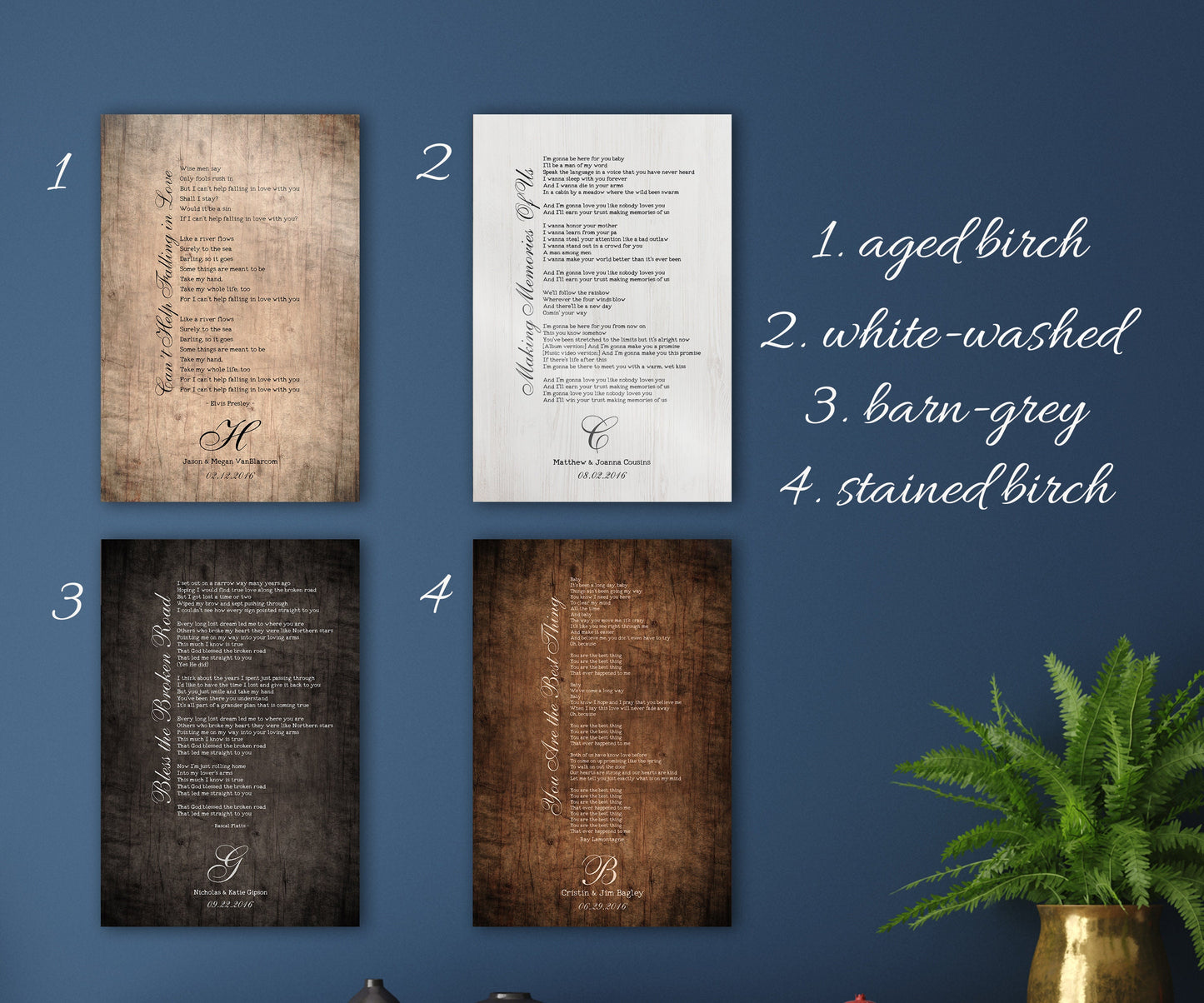 Song Lyrics on Wood, White-washed Wood Anniversary Gift